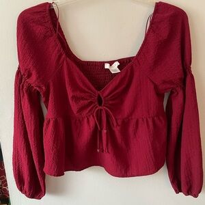 Whimsical Maroon Women's Poet Crop Top by Krious Los Angeles